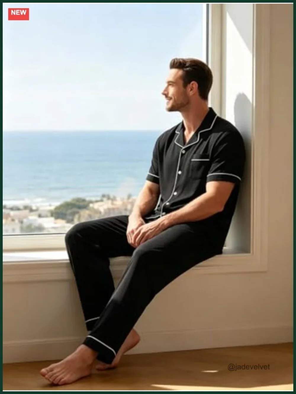 Men's Pajama Set Short Sleeve Button Down Loungewear with Pockets S-3XL